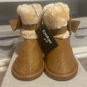 Bebe Shoes | New Shimmer Microsuede Faux Fur Trimmed Winter Boots